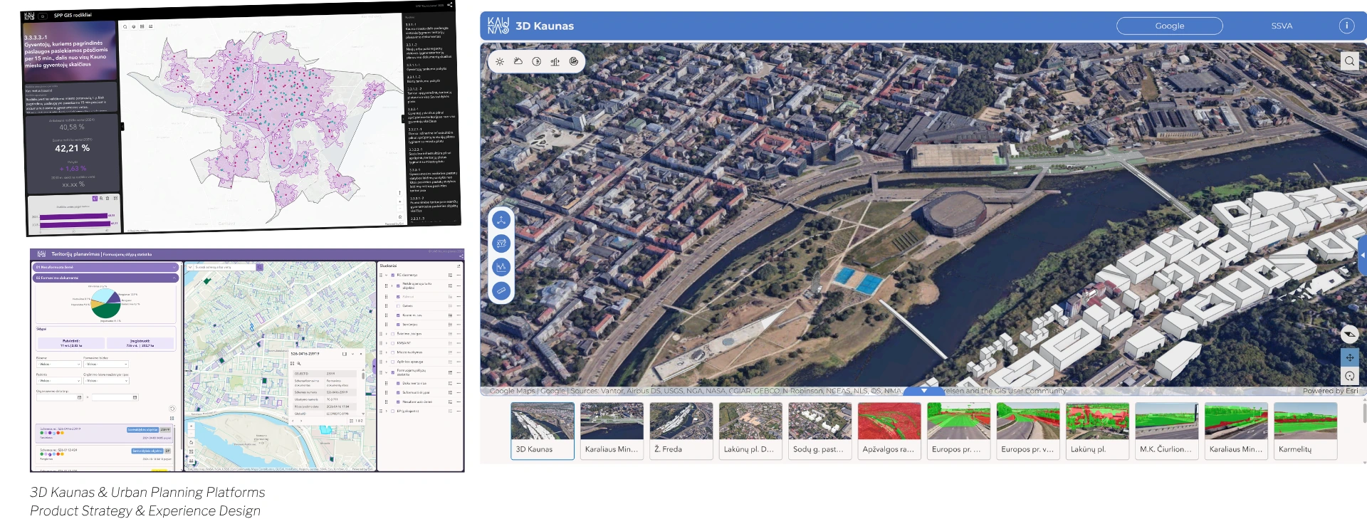 3D Kaunas city planning interfaces